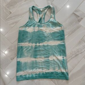 lululemon athletica Greenand White Tie-Dye Racerback Tank